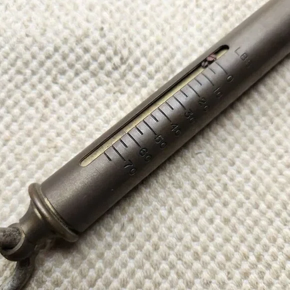 CHATILLON 75 LB Tube Hook Vertical Scale Made in NY USA Functional 13.5" Brass - Picture 3 of 6